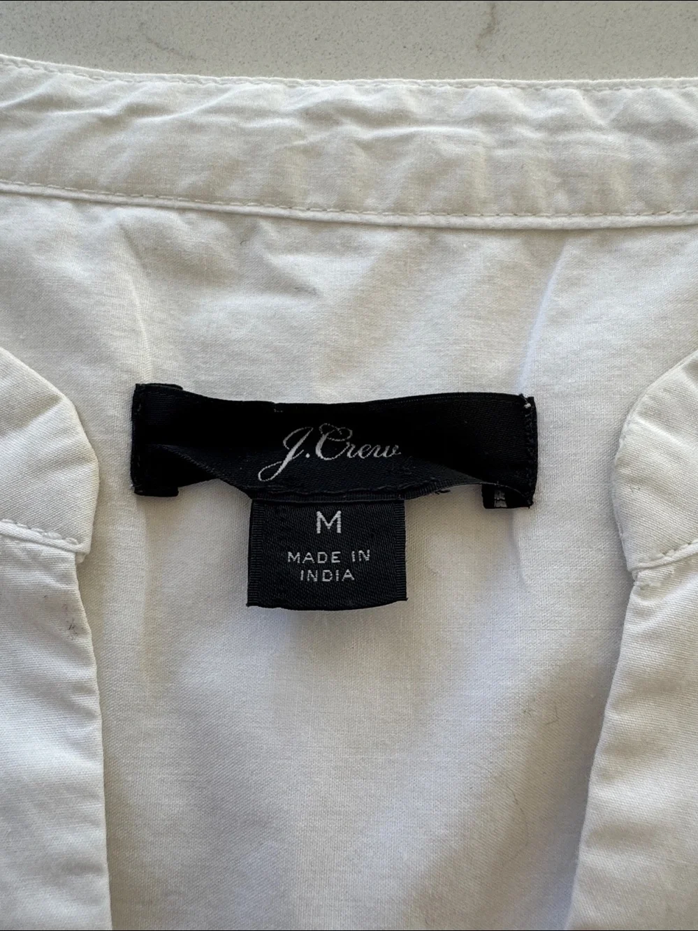 J. Crew White V-Neck Sleeve Blouse 100% cotton Sz: M